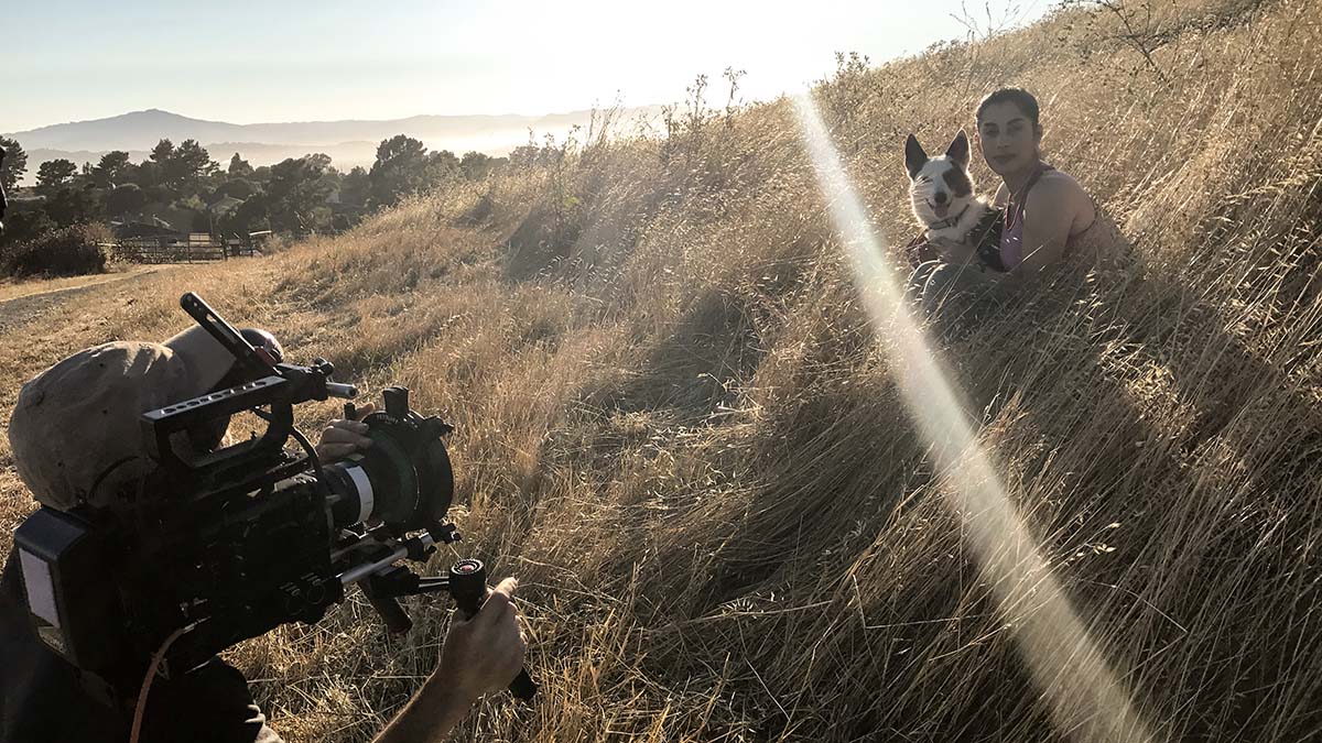 woman and her dog